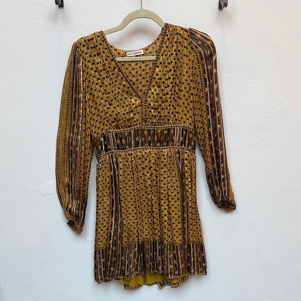 Ulla Johnson Silk Long Sleeve Mini Dress